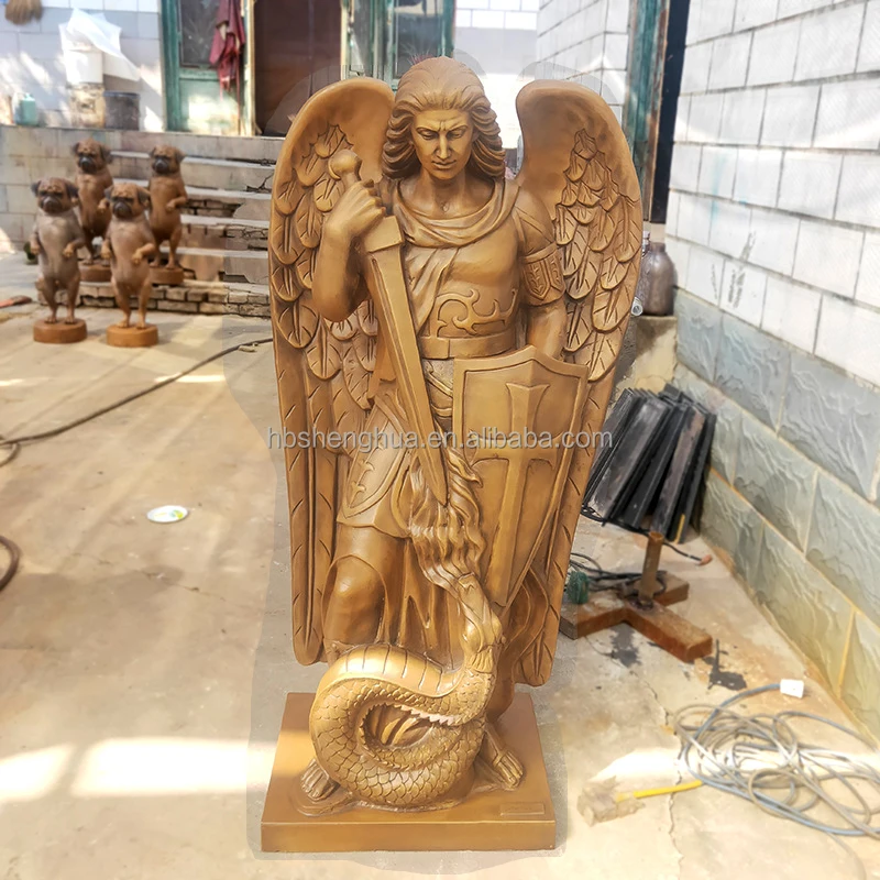 Life Size Saint Michael Angel Statue - Bronze Folk Art