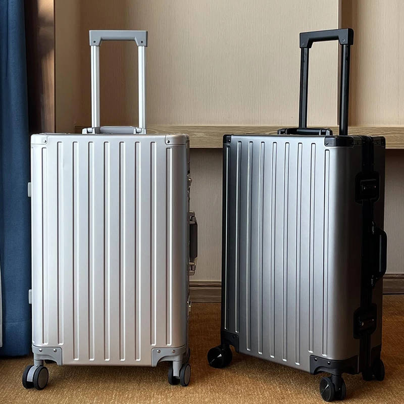 Hanke Top Opening Carry On Luggage, 20 Inch Zipperless Aluminum Frame Wide Handle Luggage, All-PC Hard Shell Trunk Suitcase With Spinner Wheels, TSA