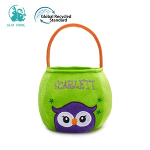 Trick or Treat Halloween Pumpkin Candy Basket Reusable Halloween Candy Basket Plush Halloween Basket