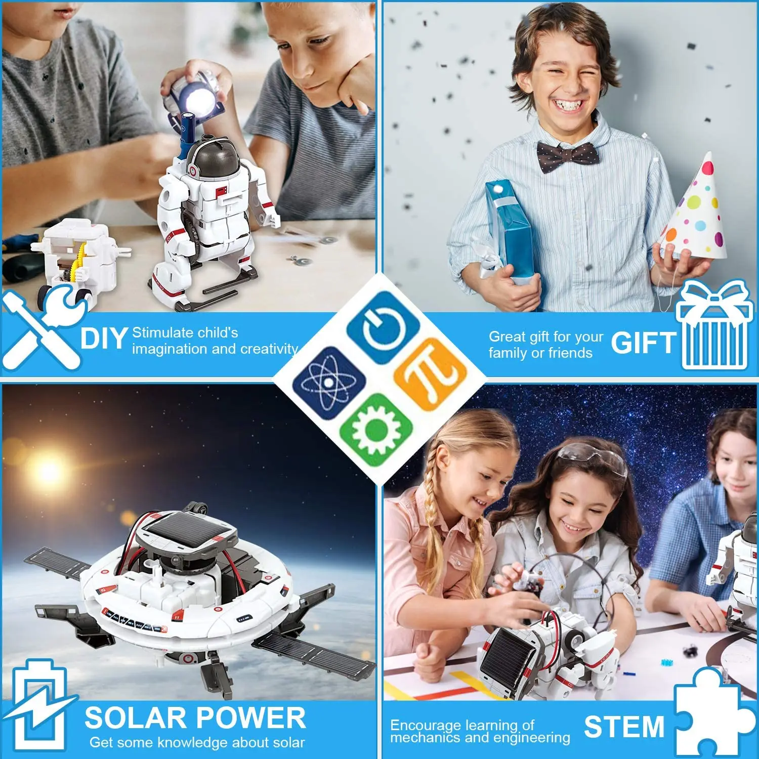 HOMOFY STEM Toys Solar Robot Kit 12-in-1 Educational Science Kits  Toys, Learning Science Building Toys-Powered by Solar