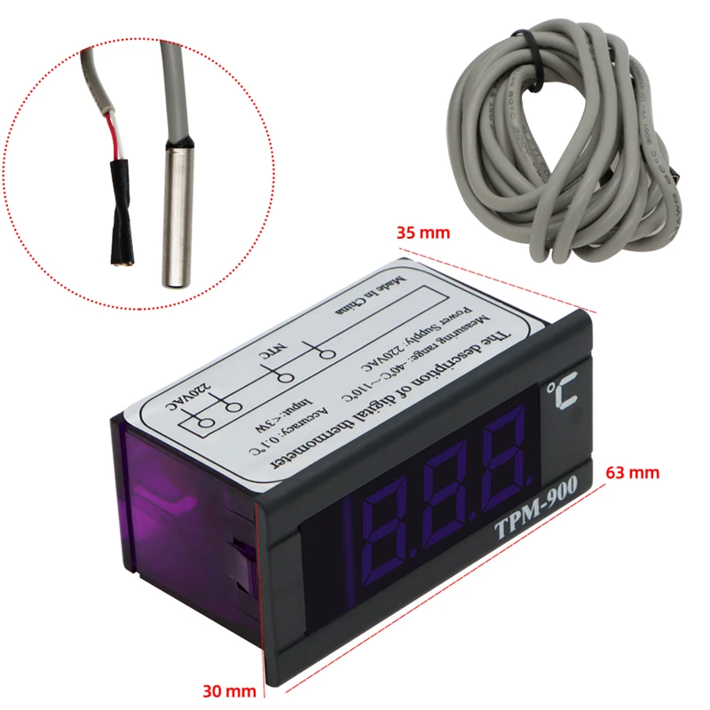Zinniaya TPM-900 Thermomètre électronique numérique réfrigéré avec présentoir et régulateur de température 