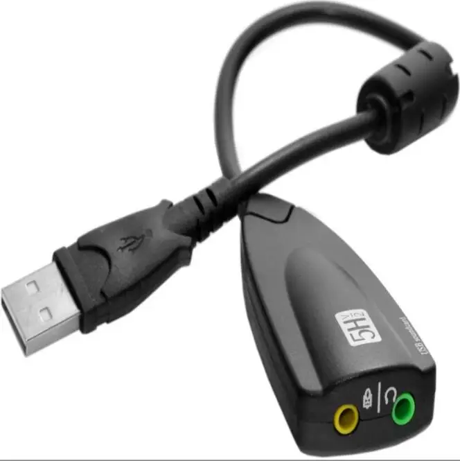 USB External Audio Sound Adapter Card 5Hv2 Channel Converter to  Headphone Microphone Jack for Mac