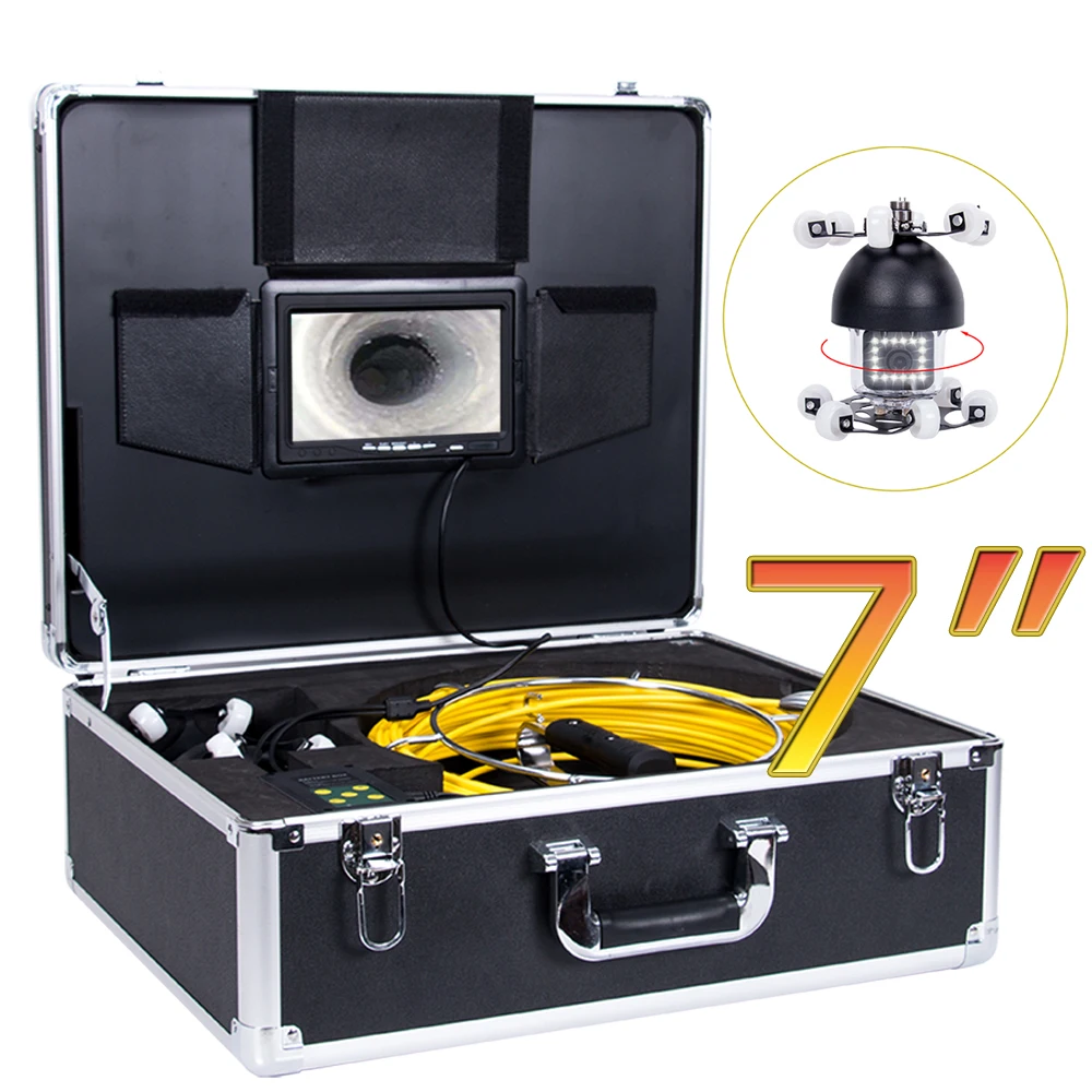 Factory 7 Inch Monitor Drain Sewer Pipe Camera with 360 degrees Camera Head, IP68 Waterproof Pipe Camera