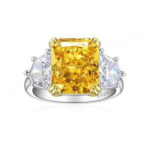 S925 Sterling Silver Platinum Plated 8K Square Diamond Lab Luxury Light Niche Women's Anniversary Ring Romantic Ice Flower Cut