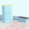 Building block stamp-blue grid with Chinese character
