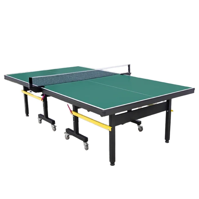 Green New Model Foldable Indoor Moveable Portable Ping Pong Table 25mm HDF Manufacturer Wholesale Direct Sale