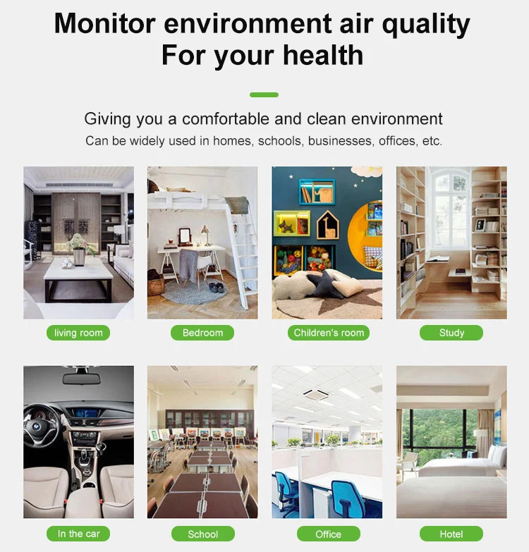 Desktop temperature and humidity monitor TVOC HCHO  PM2.5  indoor air quality monitor