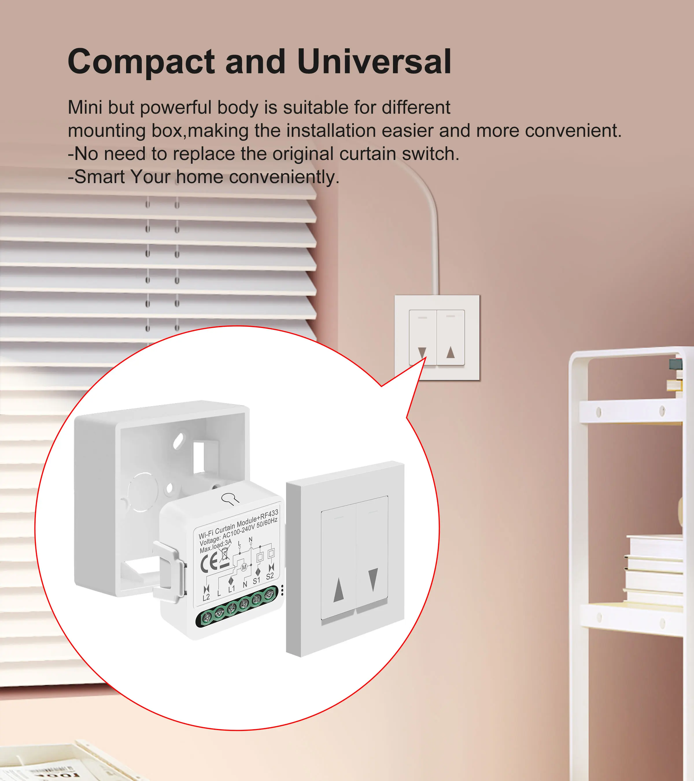 Shutter Control Relay GIRIER Tuya WiFi Blind Relay for Electric Roller Shutter Motor 3A 100 ...