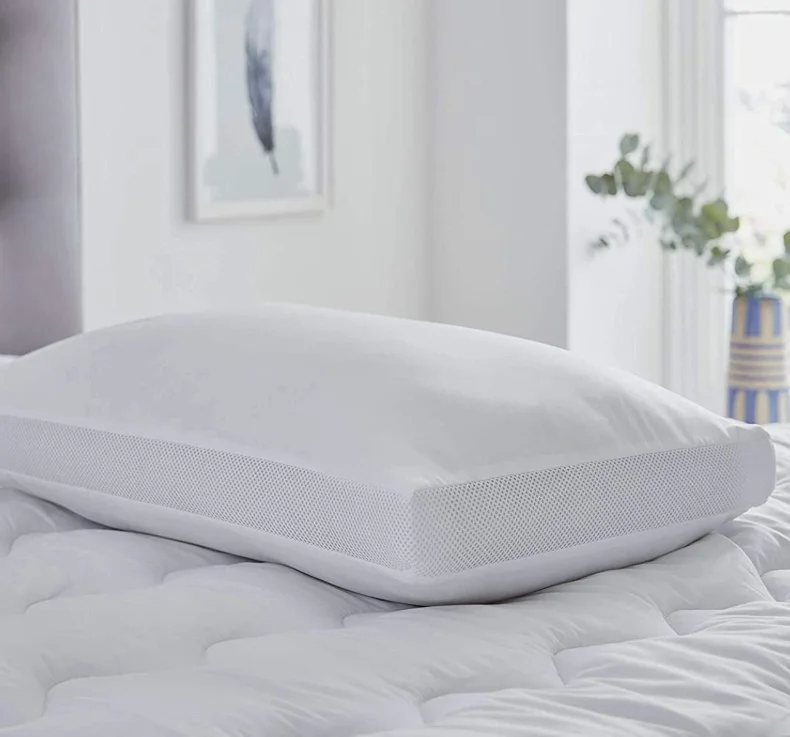 Custom Packing OEKO 100% Cotton Fabric Soft Fluffy Sleeping Home 5cm Mesh Gusset Wholesale Queen Size Hotel Bed Pillow