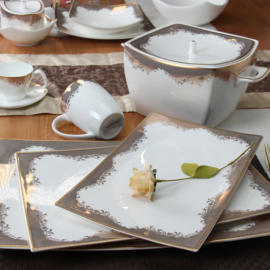 Wholesale Hp Shape Bone China Dinnerware Set European Fine Porcelain