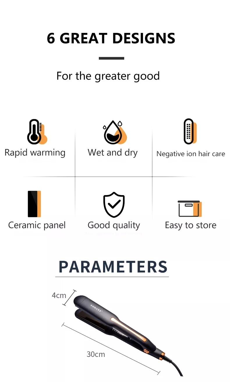 Sokany New Wide Plate Hair Straightener Electric Hair Salon Equipment