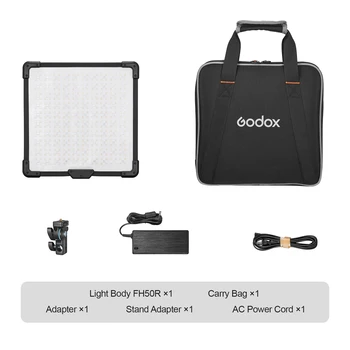 GODOX FH50R LED Light 62W RGB Light 2500K-10000K CRI96 BT Connection App Control DC/NP-F/V-mount Battery with Stand Adapter detail image