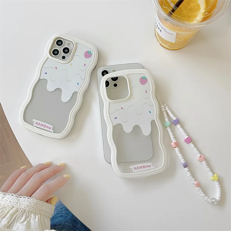 Korea Hot Sale Beautiful Summer Ice Cream Phone Case for iPhone 14 13 12 11 Pro Max X XR XS Cute Girly Wavy Edge Cover Korea Hot Sale Beautiful Summer Ice Cream Phone Case for iPhone 14 13 12 11 Pro Max X XR XS Cute Girly Wavy Edge Cover