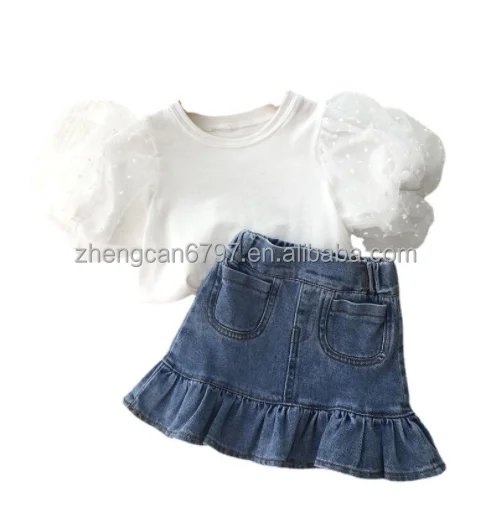 Toddler Baby Girls Off Shoulder T-shirt Tops + Denim Skirts Clothing  Outfits Set | eBay
