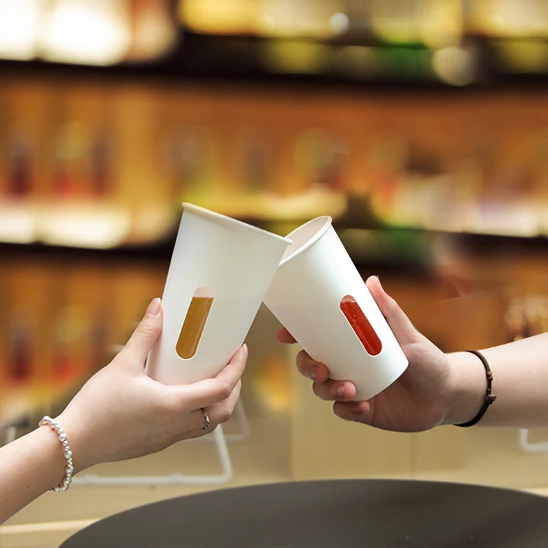 New Arrival Food Grade Custom logo Disposable Takeaway Coffee Window Paper Cup for Cold and Hot Drink Packaging manufacture