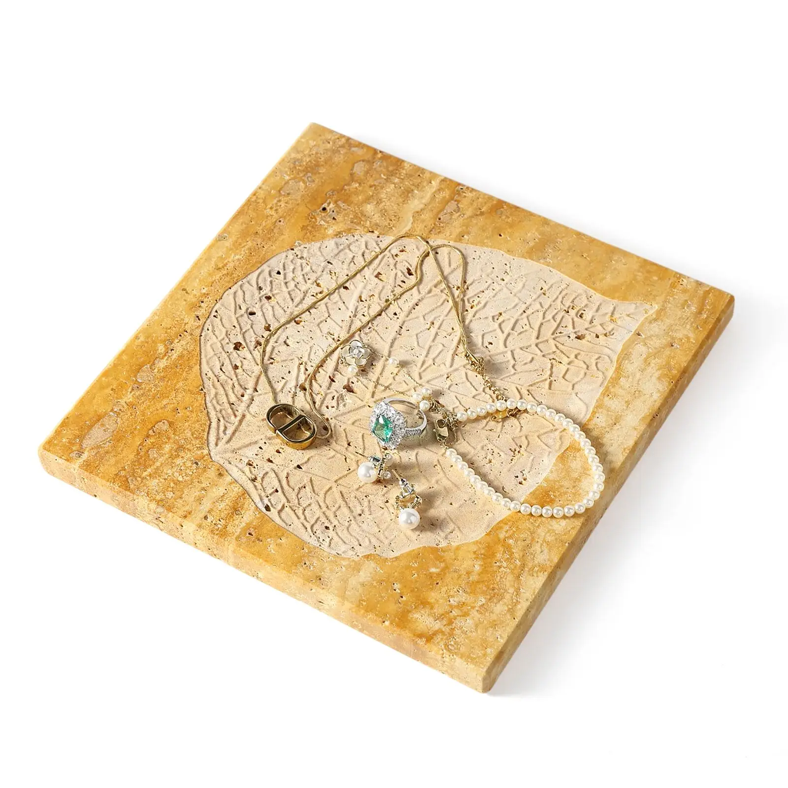New Fashion Wholesale Marble Art Deco Decor Tray Natural Sculpture Hotel Home Jewelry Display Wedding