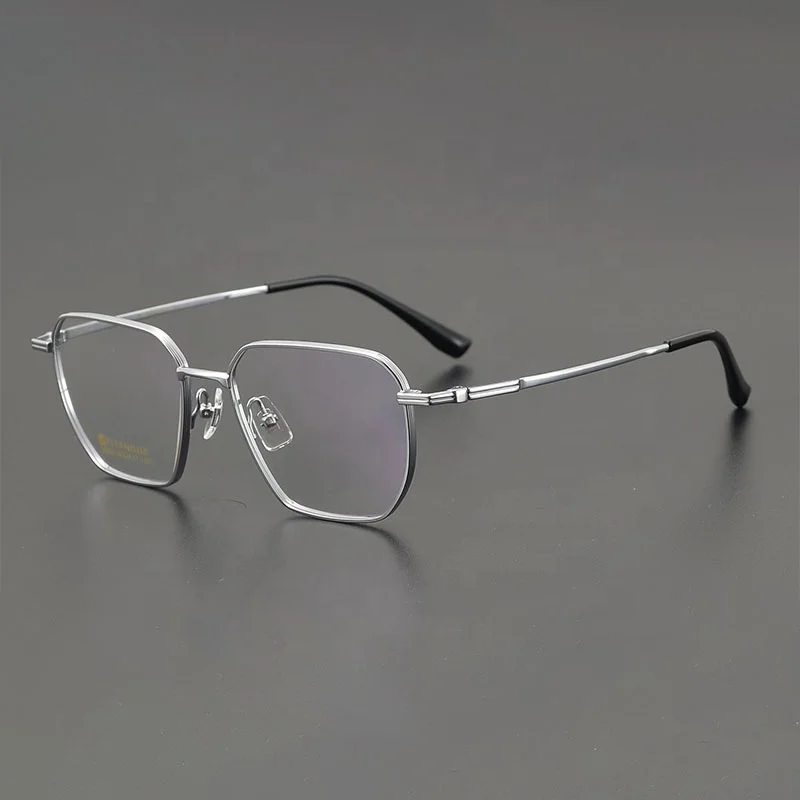 High-End Business Retro Computer Style Ultra Light Pure Titanium Luxury Eyewear Glasses Frame Men Anti-Reflection Glasses Case