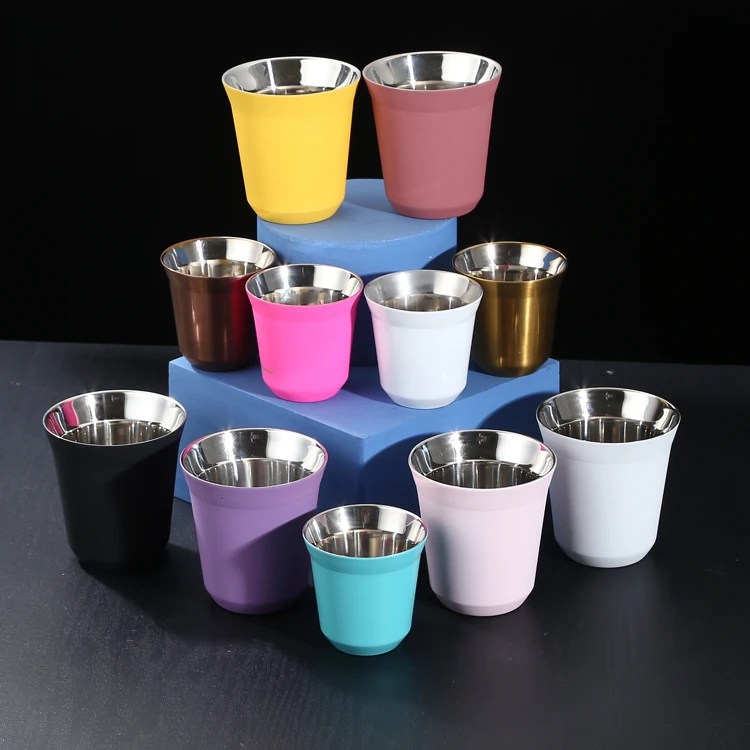 Amazon hot sales Small Size Double Wall Stainless Steel Coffee Tea Cup