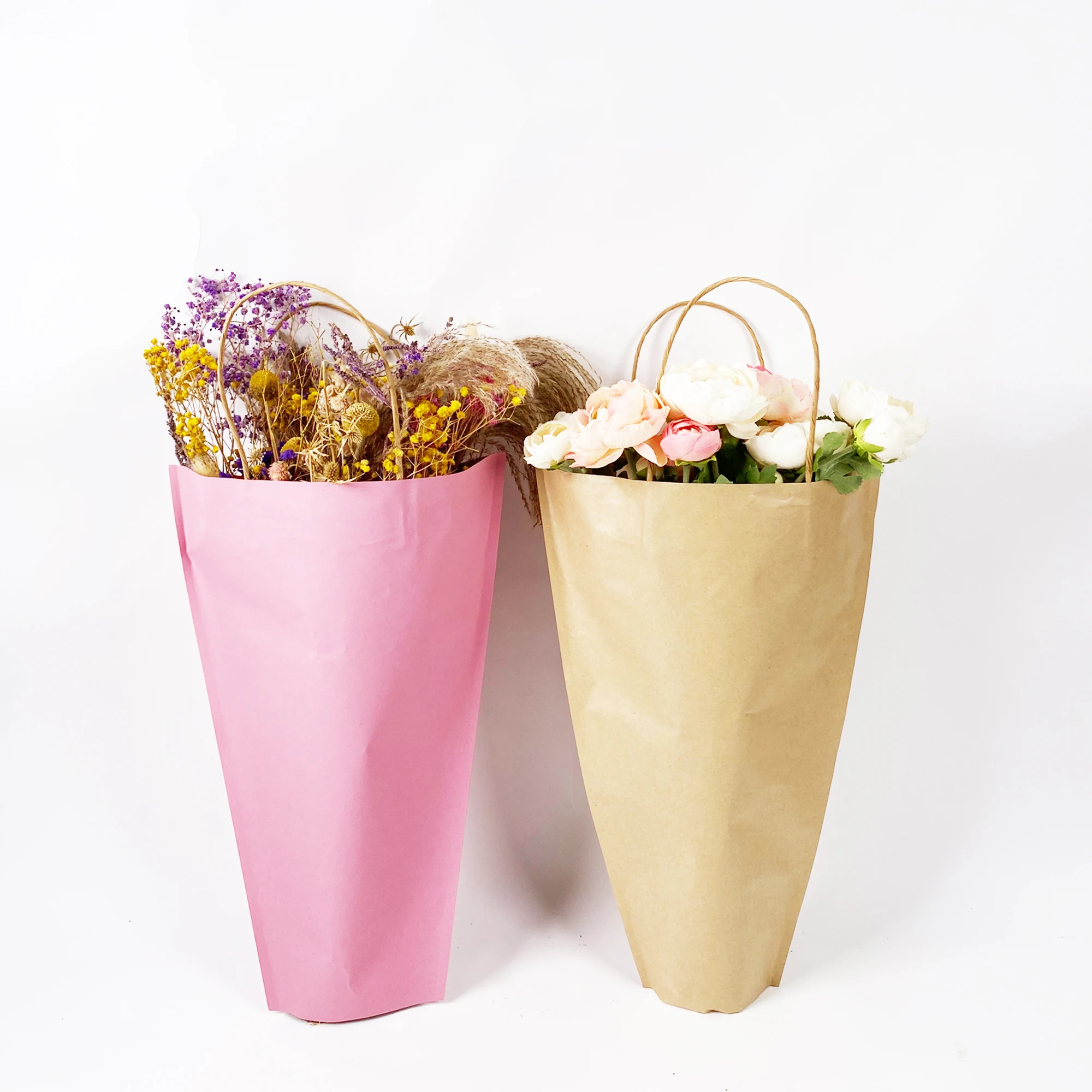 Ecofriendly Kraft Paper Flower Sleeves With Custom Printing Logo