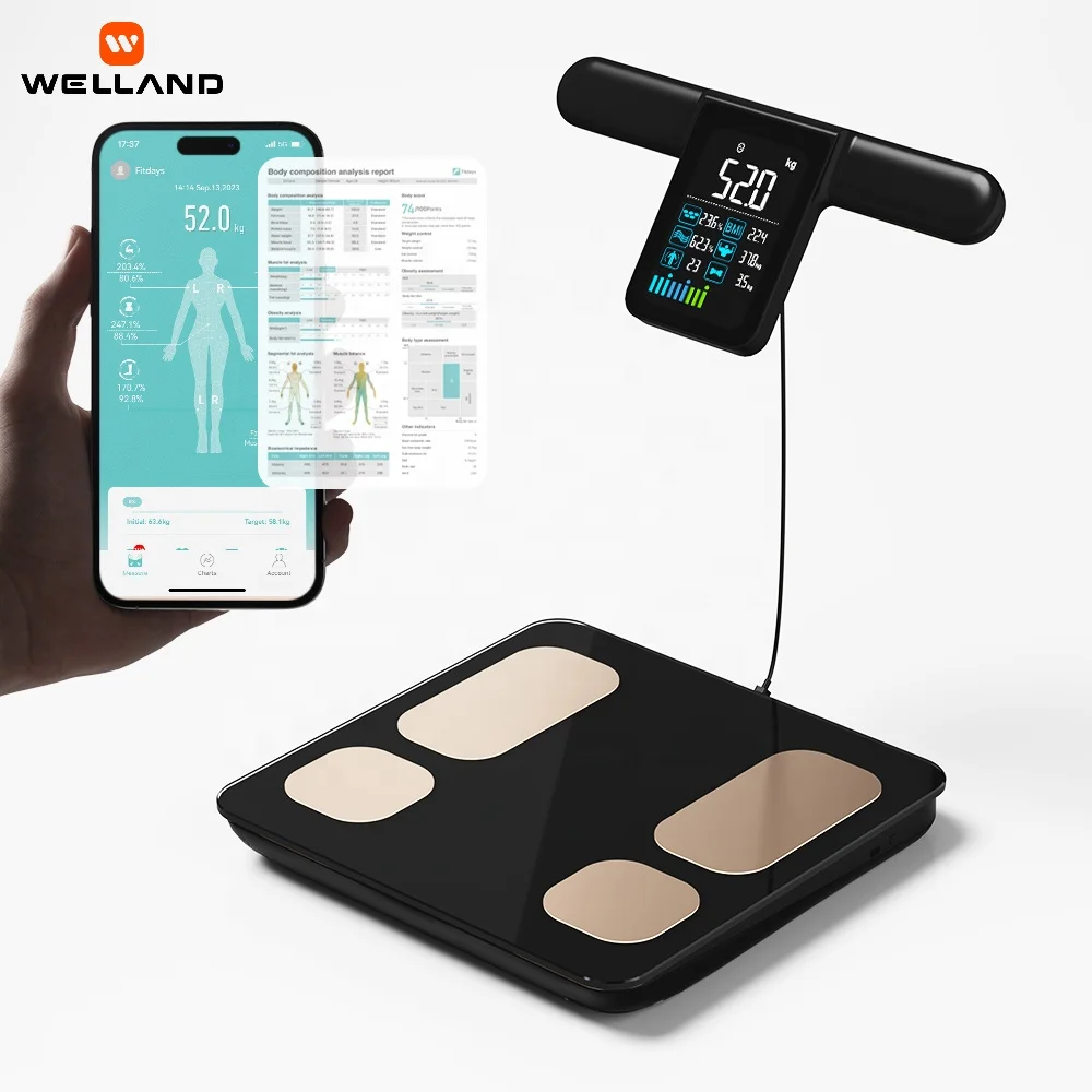 Welland High Accuracy Digital Smart Scale Portable Household Bathroom Scale with 8 Electrodes for Weighing BMI and Body Fat