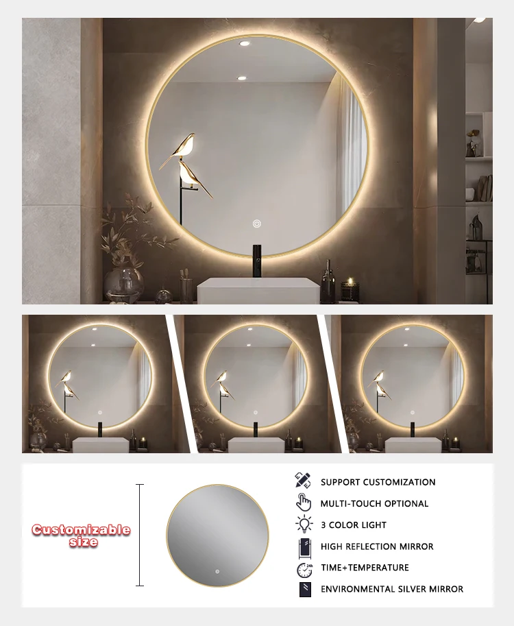 product modern luxury furniture smart led bathroom mirror anti fog frontlit illuminated wall touch screen mirrors-4