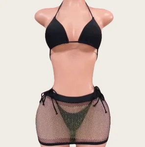 Viviblook Z804ST02 Summer Beach Holiday 3 Piece Bikini Set Swimwear Beachwear Wholesale Swimsuit Sexy Women Bikini Sets