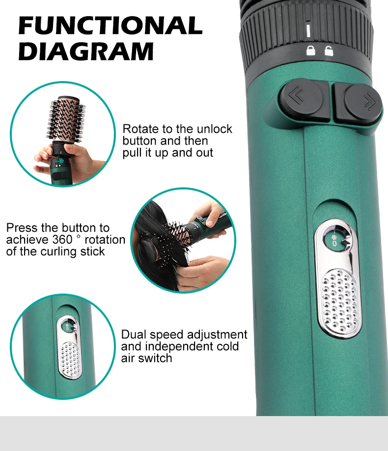 VGR V-498 1200W Hair Air Styling Power Cord Electric Hot Air Brush Comb description image 3