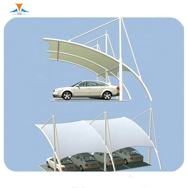 Professional Steel Truss Frame PVDF Fabric Roof CE Certified High Wind Resistance Durable 15-30 Year Lifespan Car Parking Canopy