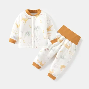 Baby Clothing Sets Thermal Underwear Quilted Cotton High Waist Belly Protection Open Front Design Toddler Girls Clothing Sets