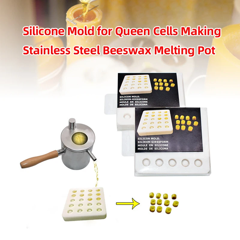 Queen Rearing Kits bee Silicone Mold Queen Cells With Beeswax Pot