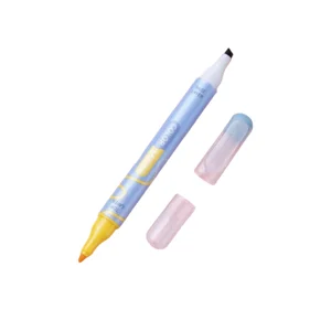 Double Color Double Headed Highlighter Pen Set Flat Brush Tip Plastic Office Stationery Multiple Colors for Marking Key Points