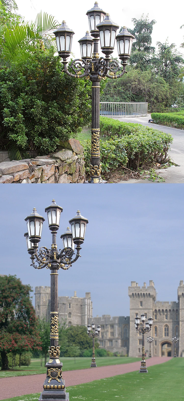 brass outdoor pillar lamp modern classic trend simple aluminum alloy solar post lights outdoor led