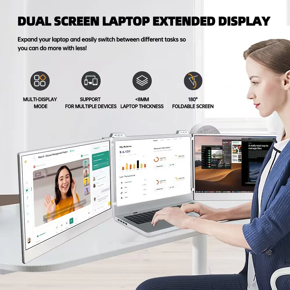 14 Inch Triple Laptop Screen for Computer Expand Your View with a
