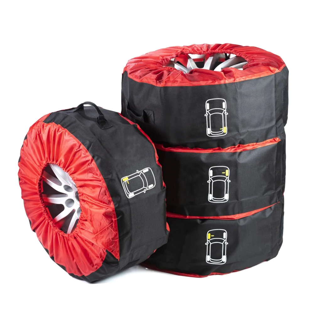Universal Fit Pack of 4 Tire Totes Spare Tire Cover Portable Wheel Bags Winter Tire Cover