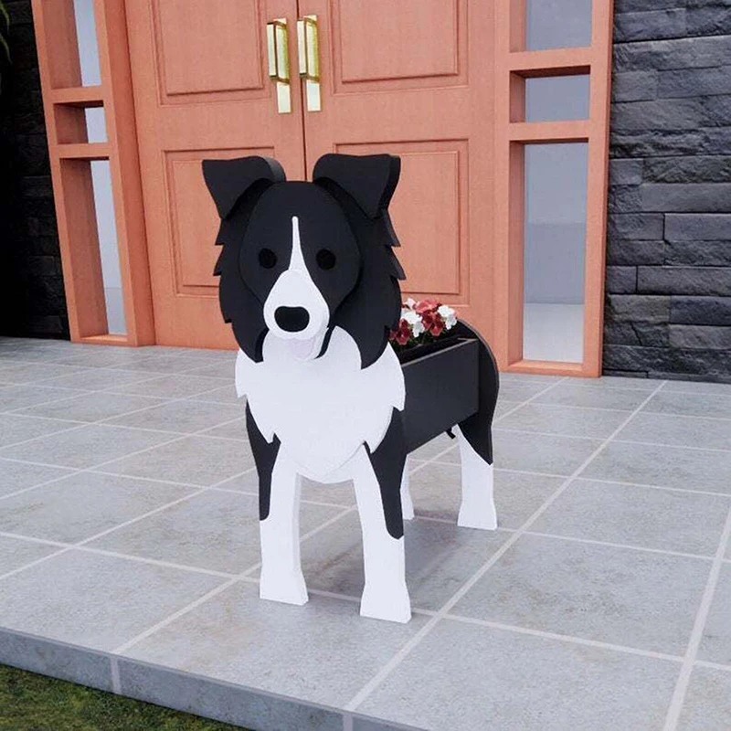Popular PVC Dog Planter and Flower Pot Holder Garden Home Decorations Wooden Animal Planter for Outdoor Use