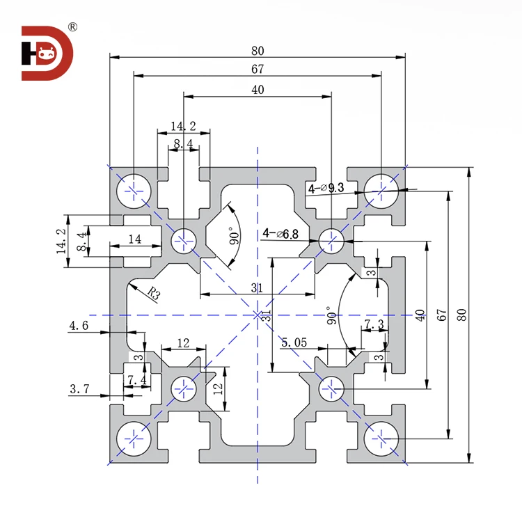product 8080 thickened industrial extruded aluminum alloy profile equipment automated aluminum profile heavy duty 8080-3