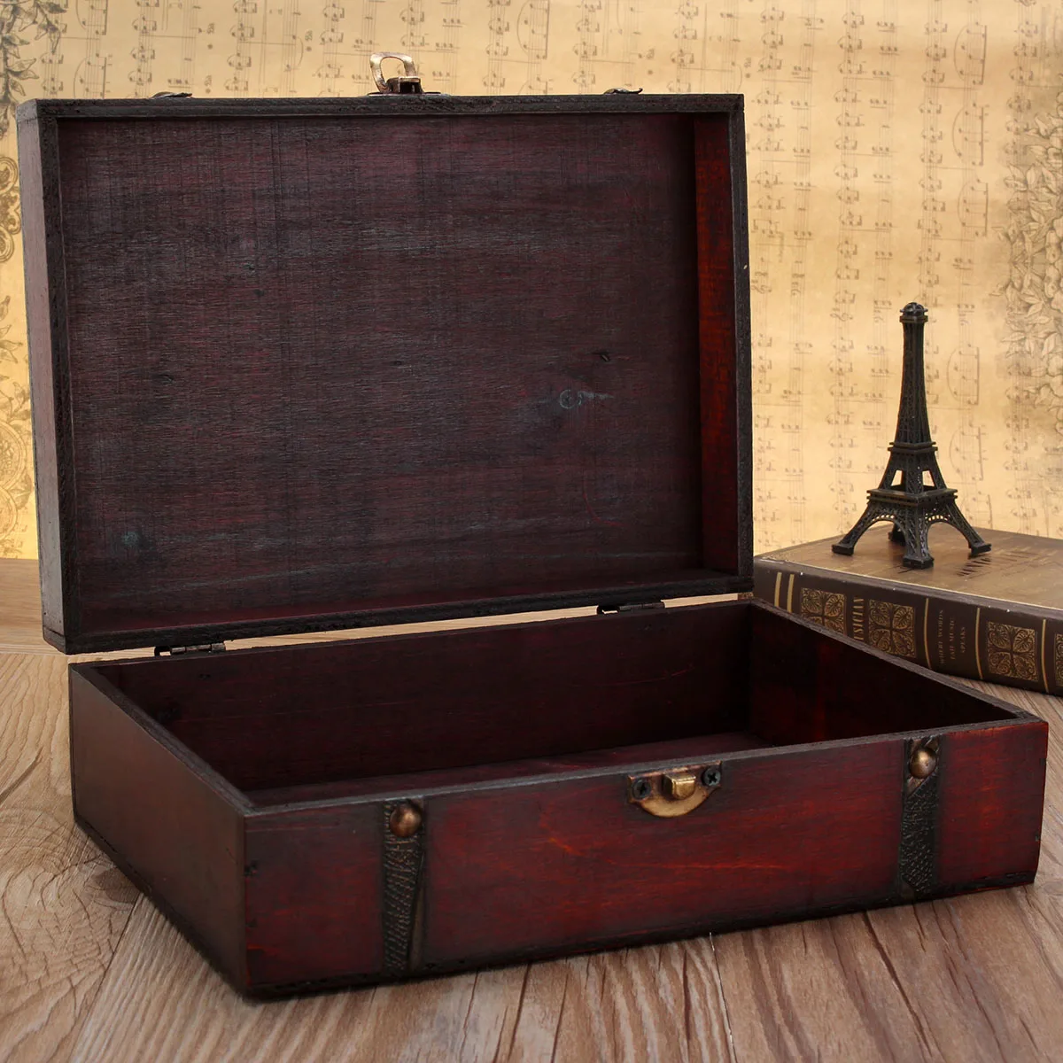 New 23X16X7.5cm Retro Lockable Box Holder Jewelry Box Storage Case Vintage  Wooden Storage Box Photography Props Gifts Cases - AliExpress
