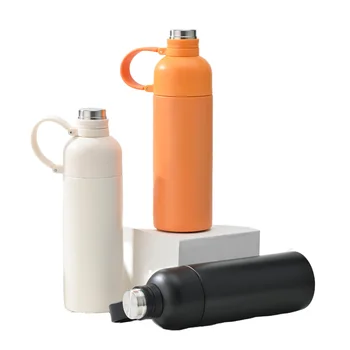 Wholesale 500ML Stainless Steel Insulated Hand-held Bottle Removable Lid Lanyard Direct Drinking Dual-section for Outdoor Sports