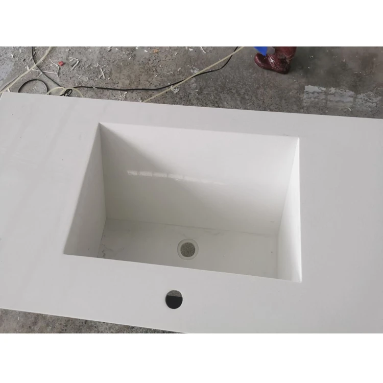 Solid Surface Kitchen Sink Quartz Stone Wash Basin Waste Used Hotel Marble Washing Basin Customized Design