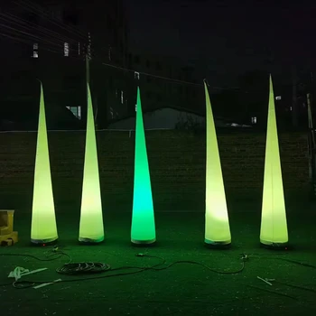 Outdoor Hotel Wedding Stage Led Lighting Air Columns Pole Elephant Ivory Cone Tusk Inflatable Holiday Party Decorations For Sale