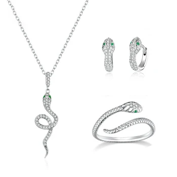 Spirit snake pendant 925 sterling silver personalized bracelet earrings ring necklace jewelry set