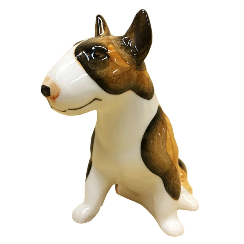 Escultura en miniatura simulada de animales personalizada, decoración del hogar, estatua de perro lindo hecha a mano de porcelana, figura de bóxer cerámico