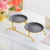 14cm stainless steel round black tray with gold upper and lower frame