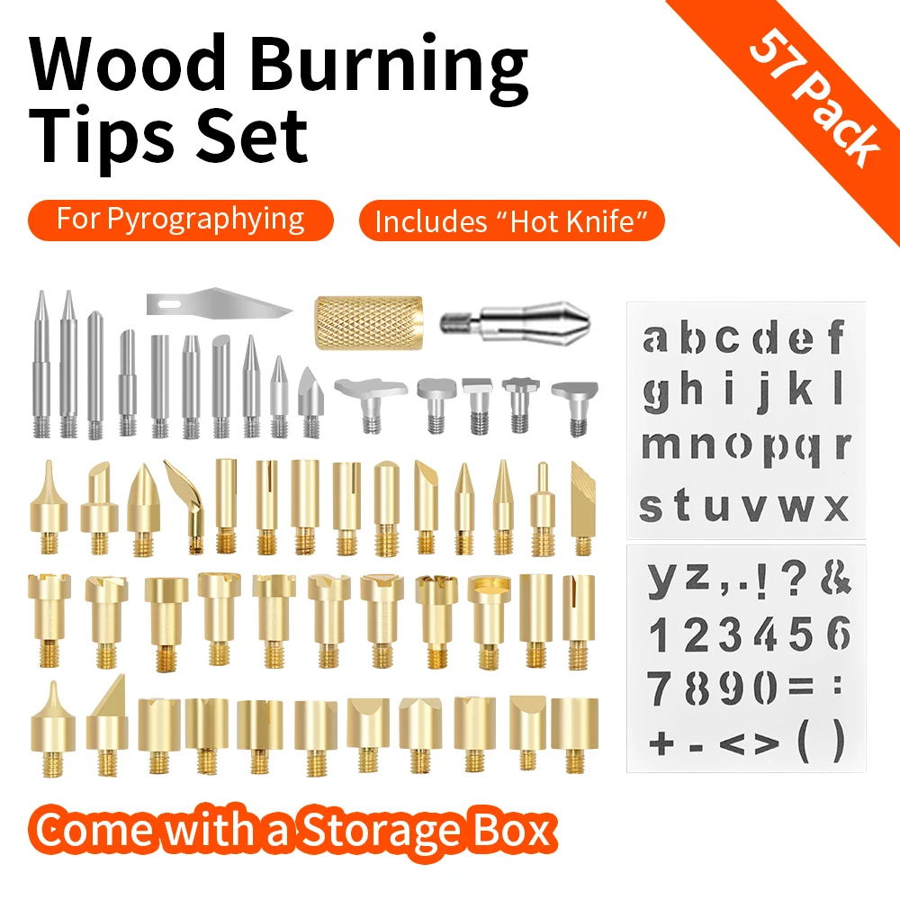 28pcs Alphabet Branding Easy Install Letter Wood Burning Tip Kit