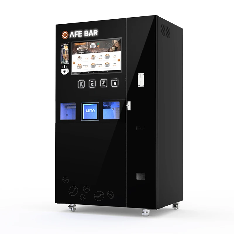 New Upgraded Tempered Glass Panel Fully Automatic Multifunction Coffee Vending Machine with Ice Cubes