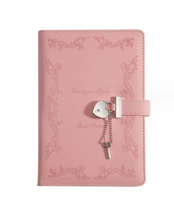 Hot lock diary organizer A5 Refillable Pu Soft Leather Journals Leather Journals With Heart Lock