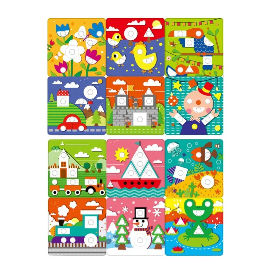 Stem Early Learning Educational Toys DIY Mosaic Pegboard Mushroom Nails Matching Puzzle Game