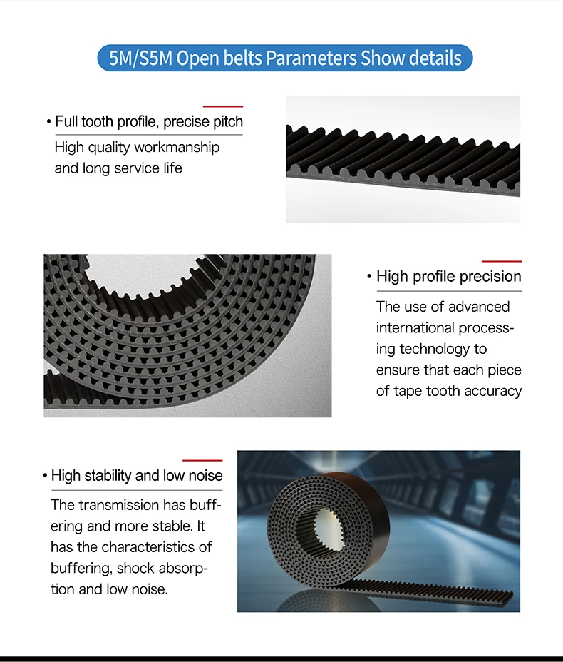 Factory Direct Sales Durable Pu S5m Open Belt Buy Machine Timing Belt,Low Noise Timing Belt