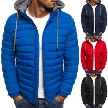 Custom Outdoor Warm Lightweight Puffer Hoodie Winter Coat Windproof Jacket For Mens