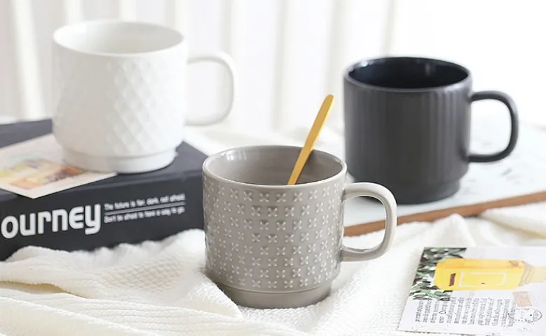 Creative embossed ceramic mugs